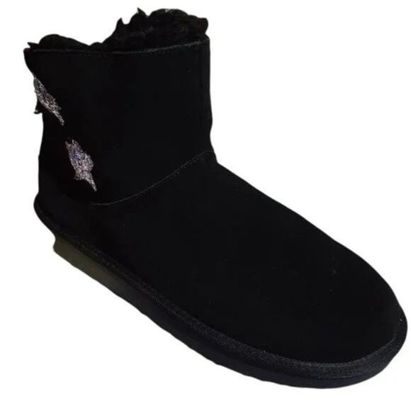 Koolaburra by UGG Koola Purple Stars Mini Youth Black Winter Boots Size 5 - Picture 1 of 8